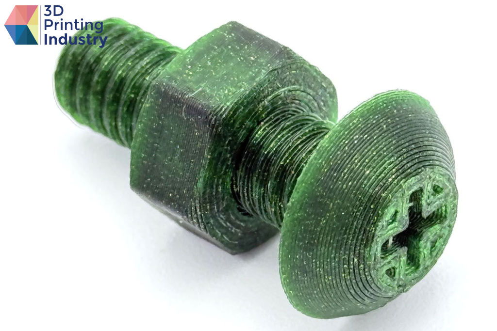 3D printed M8 X 1.25 mm nut and bolt. Photo by 3D Printing Industry.