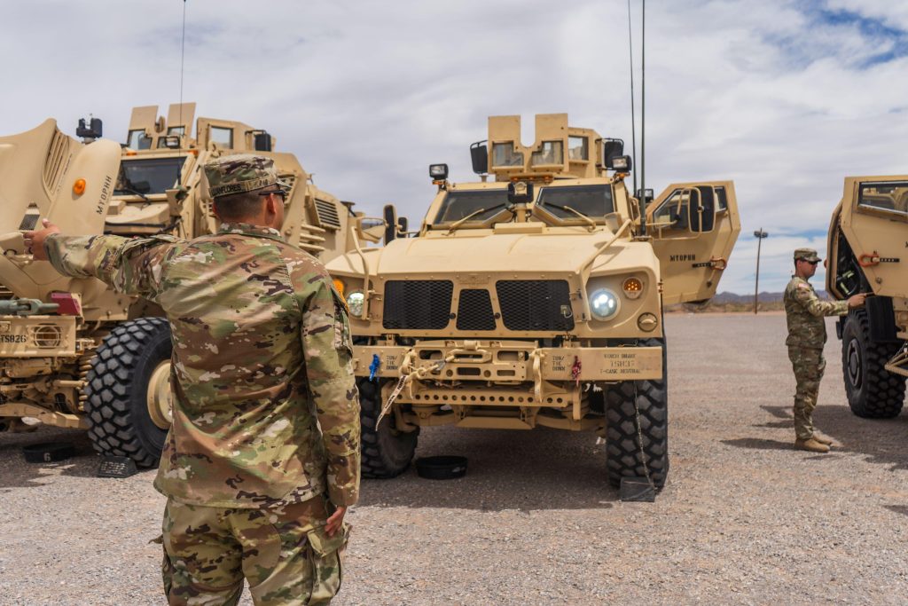 Soldiers from the U.S. Army conduct operational checks and driver’s training using MRAP vehicles. Photo via U.S. Army.