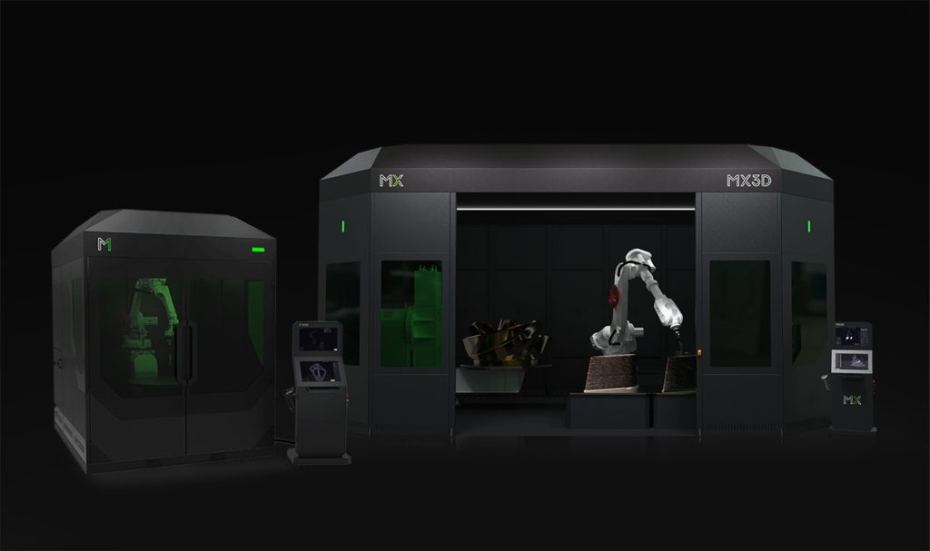 MX3D’s M1 Metal AM System shown in multi-unit configuration. Image via MX3D.
