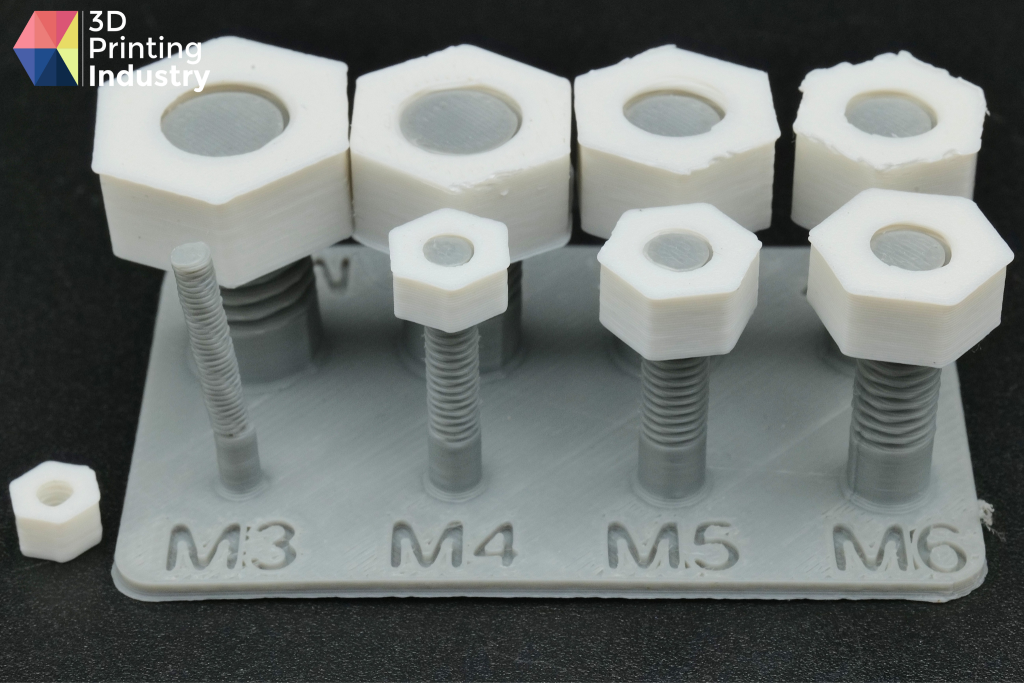 Nut and bolt variation test prints. Photo by 3D Printing Industry.