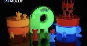 Amolen’s new Glow-in-the-Dark TPU filament emits visible light after UV exposure. Photo via Amolen.