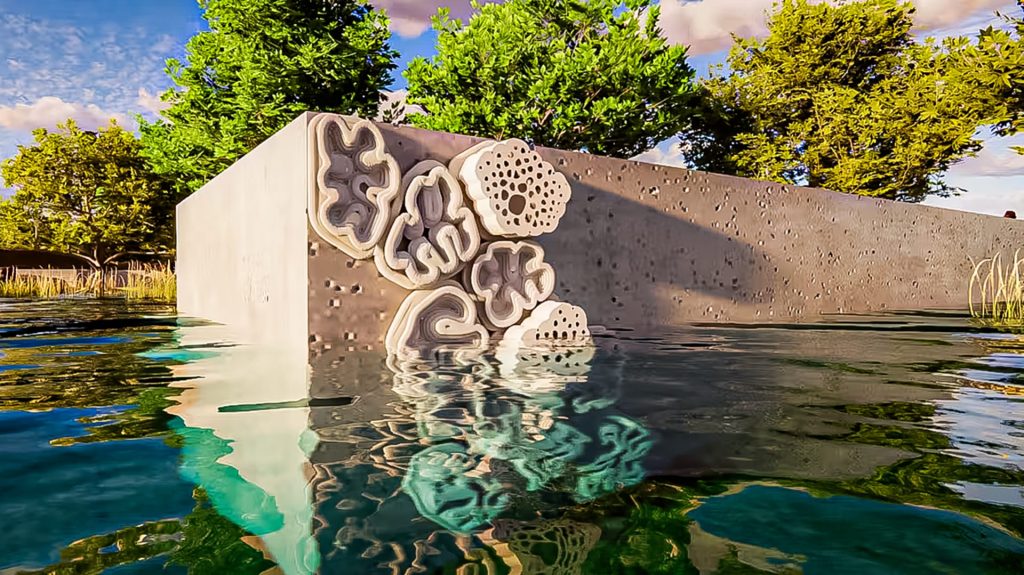 Rendering of BIOCAP tiles installed along a seawall at Morningside Park in Miami. Photo via Sara Pezeshk.