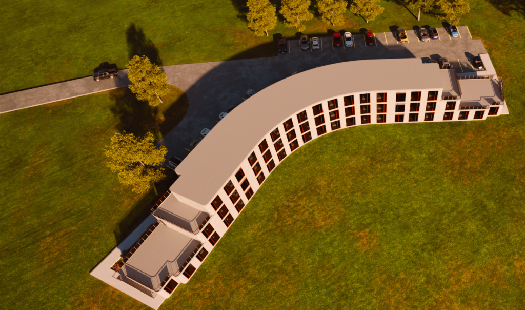 Architectural rendering of the building. Photo via Horizon Legacy.
