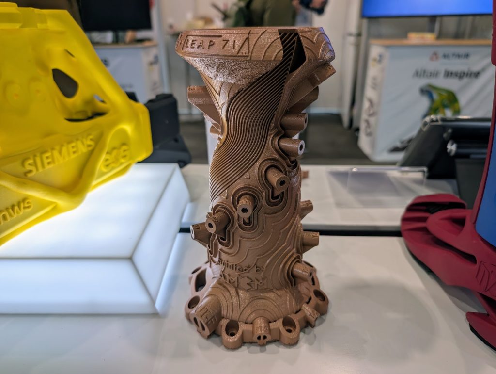 AMCM 3D printed AI-designed rocket engine using LEAP71’s Noyron model. Photo by Michael Petch.