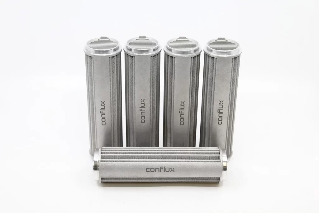 Conflux Technology’s additive-manufactured cartridge heat exchangers. Photo via Conflux Technology.