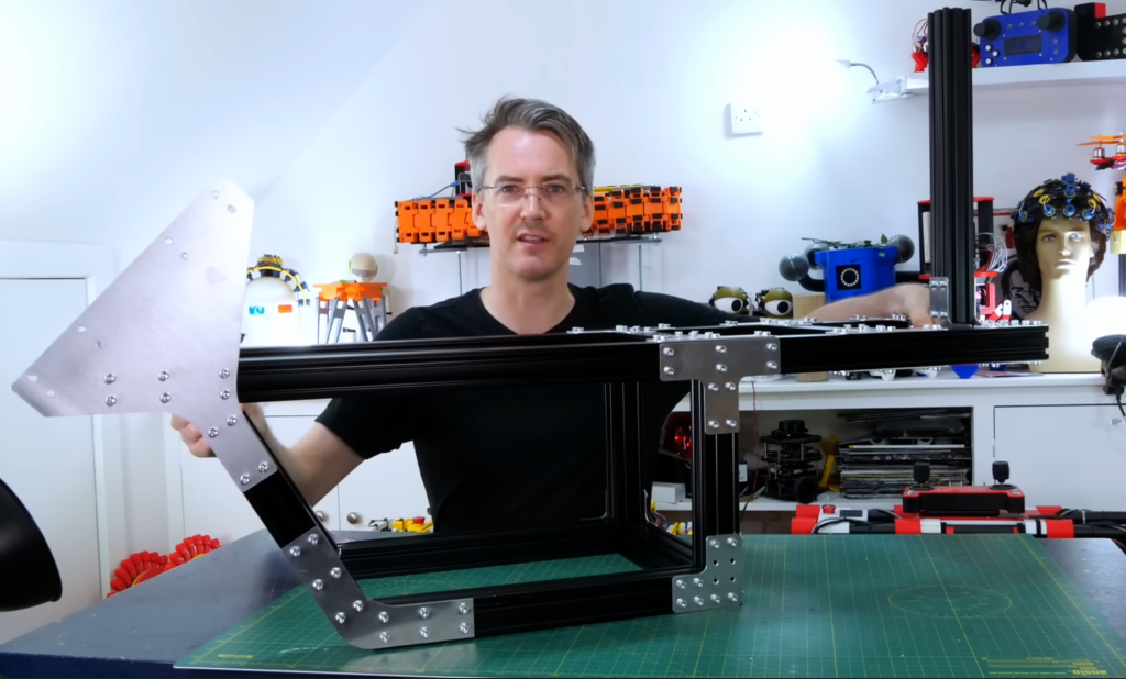 Assembled frame of the omnidirectional bike. Image via James Bruton.