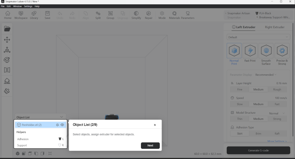 Snapmaker Luban slicer software interface. Image by 3D Printing Industry