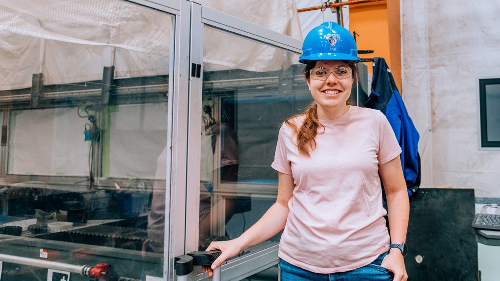 Irja Hepler at the Advanced Structures and Composites Center. Photo via UMaine.