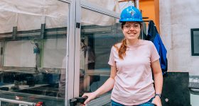 Irja Hepler at the Advanced Structures and Composites Center. Photo via UMaine.