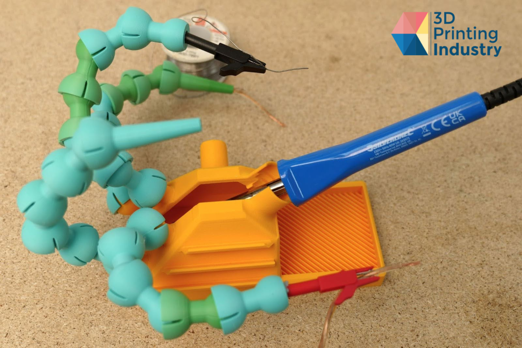 Polymaker HT-PLA-GF 3D printed soldering jig. Photos by 3D Printing Industry.