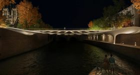 AI-generated image of the low carbon 3D printed Diamanti bridge. Image via Massive Form.