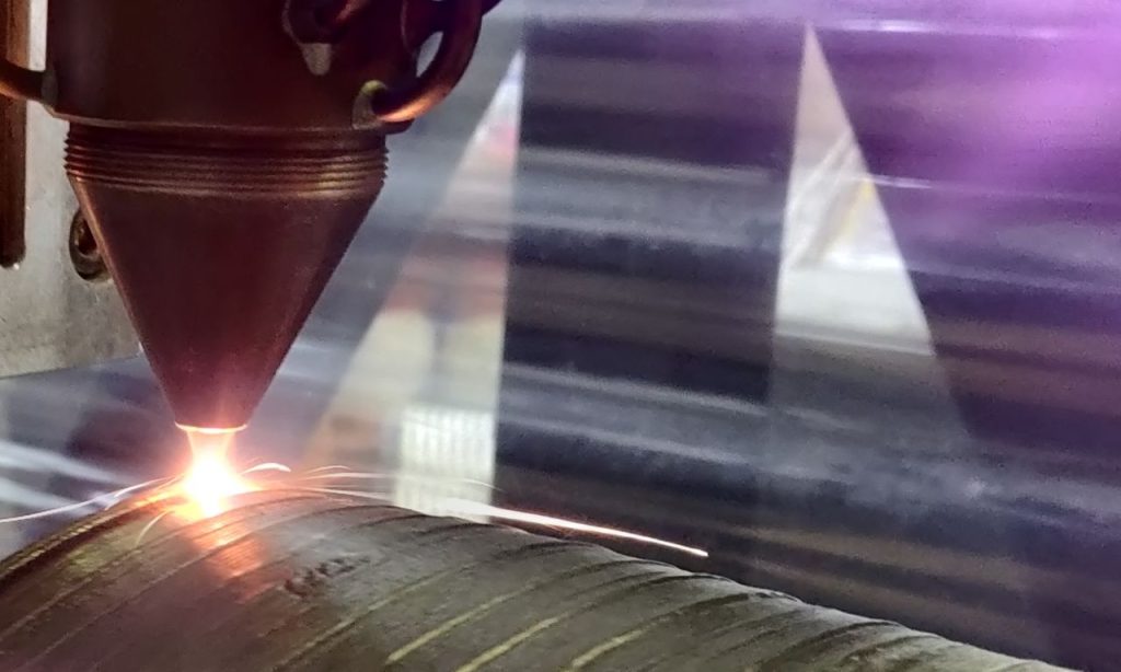 Additive manufacturing of rocket engine components using DED technology. Photo via Skyrora.