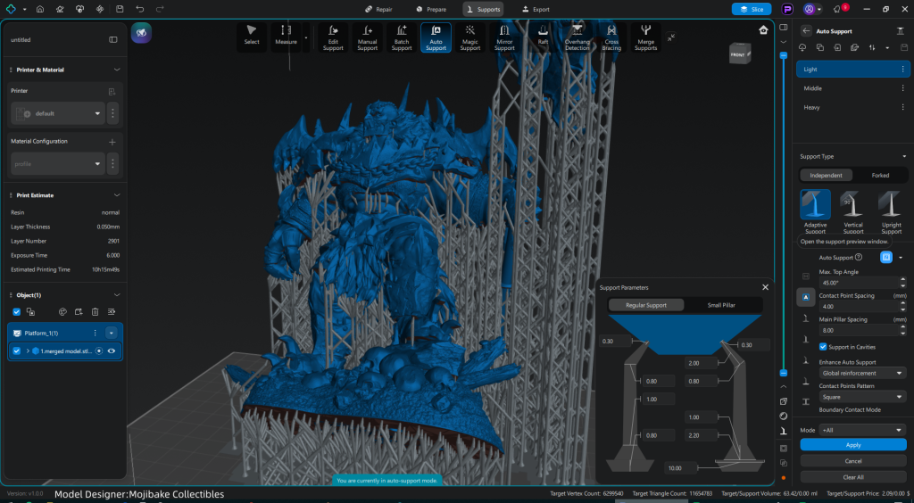 Smarter Auto Support tools cut prep time and lower print failures. Image via CHITUBOX.