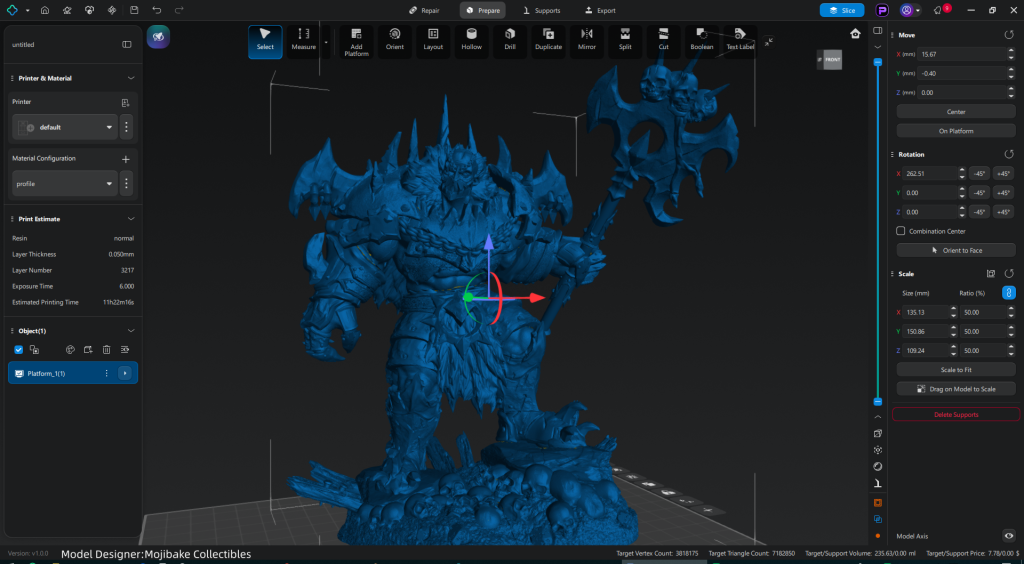 CHITUBOX’s faster engine and cleaner UI simplify complex model prep. Image via CHITUBOX.