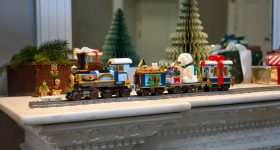 LEGO Icons Holiday Express Train (10361) set featuring the first 3D printed element ever released in a retail LEGO product. Photo via LEGO Group.