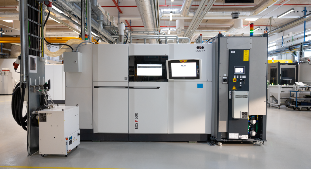 EOS P 500 polymer 3D printer at LEGO’s Additive Design and Manufacturing facility in Billund, Denmark. Photo via LEGO Group.