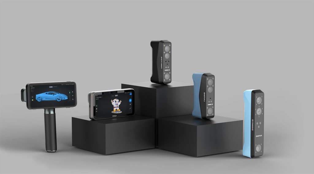 SHINING 3D’s EINSTAR 3D scanner series and EinScan Rigil 3D scanner. Photo via SHINING 3D.