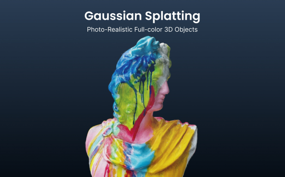 A colorful 3D Gaussian Splatting render of a classical statue. Image via Revopoint.
