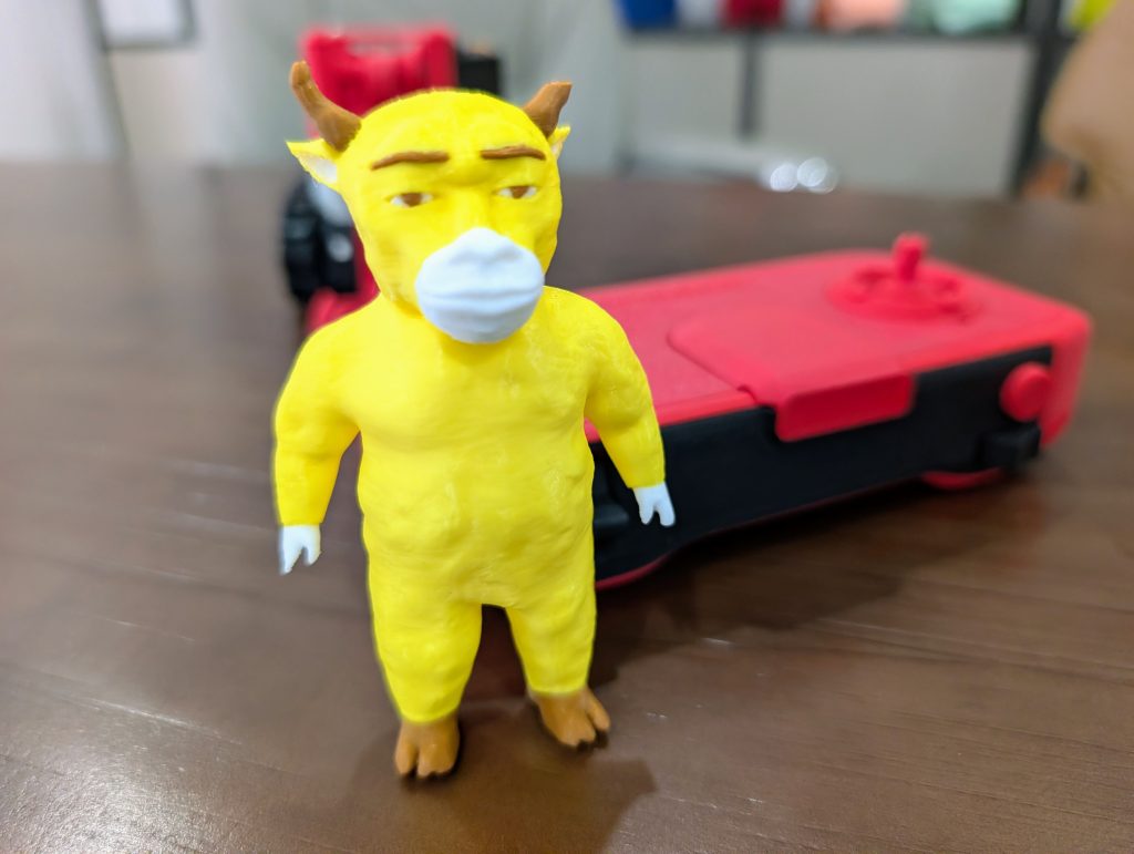 A 3D printed character from Niu Lai. Photo by Michael Petch.